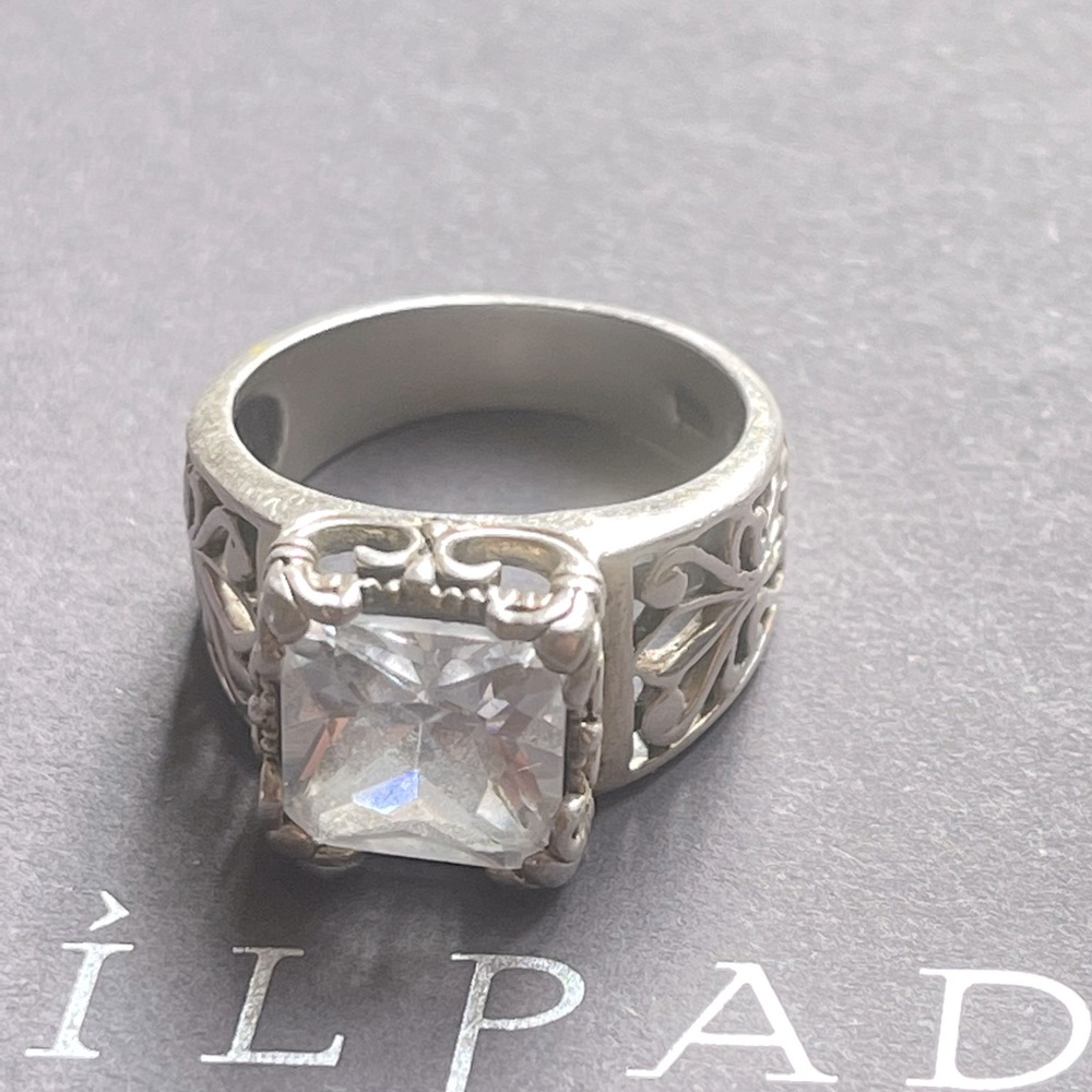 Silpada Uptown Sterling Silver CZ Scrolled Ring /R0981/Size- 9